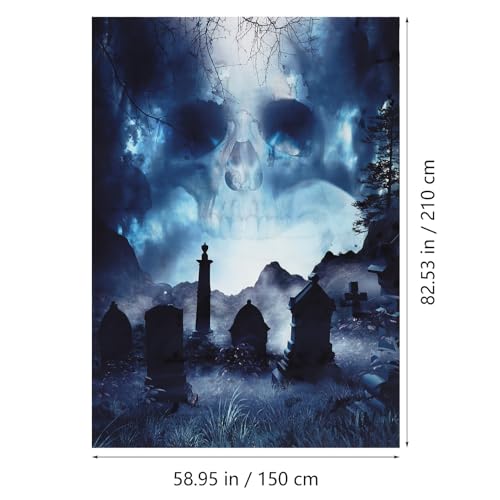 Décor effrayant tête de mort noire pour photobooth Halloween