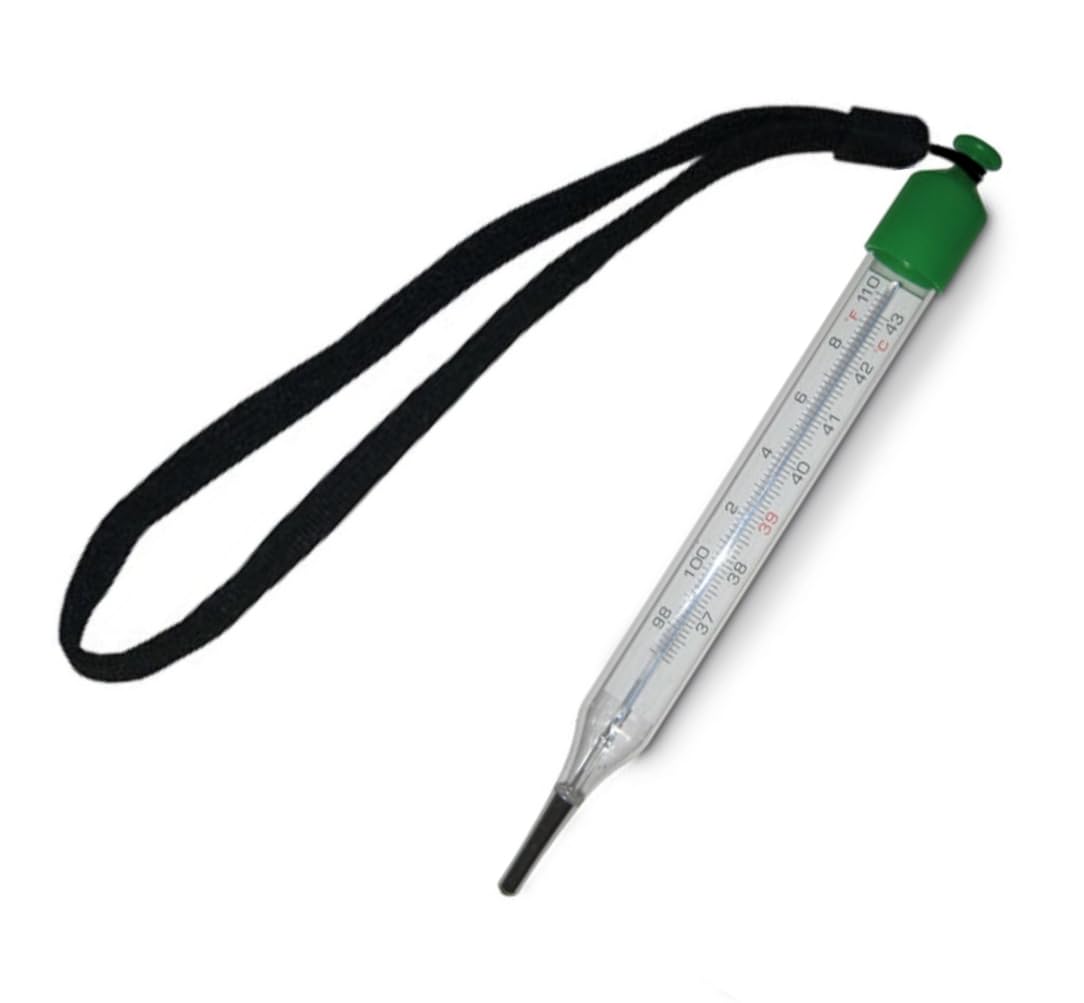 SharpTemp Mercury-Free Veterinary Thermometer with Lanyard. 5” for Livestock and Large Animals.