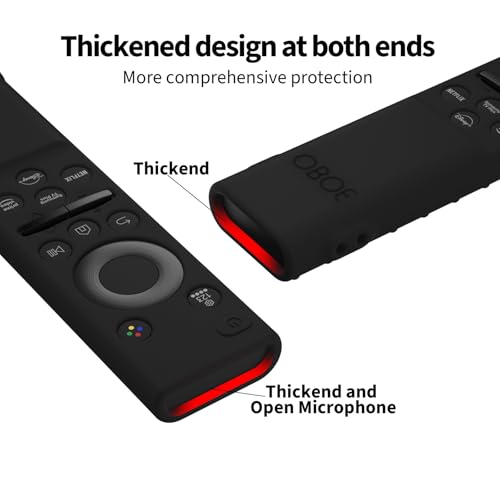 Image of OBOE Silicone TV Remote Cover for Samsung Remote BN59-01311 QLED, Black | Open Key Protective Case, With Loop, Remote NOT Included