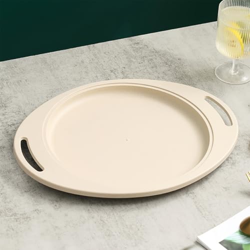 Image of Lightweight & Unbreakable Deep Dinner Plates for Pasta, Noodles, Dinner, Camping Dish, Cereal, Fruits, Snacks, Salads, Wedding Dishwasher & Microwave Safe Dinnerware (34cm, Beige, Set of 3)