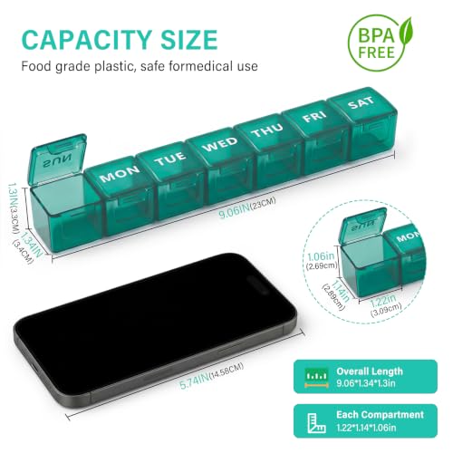 Image of Weekly Extra Large Pill Organizer, Pill Container 7 Day Pill Box for Travel