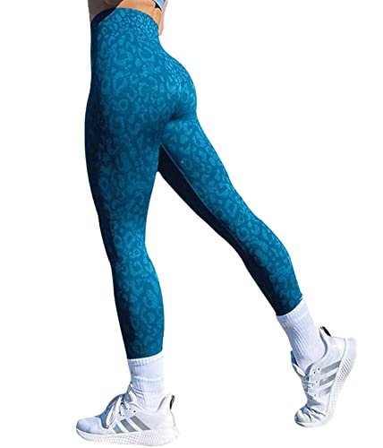 ORANDESIGNE Legging Donna Sportivi Pantaloni Elastico Traspirante Push up Booty Pantacollant Fitness Vita Alta Elastici Collant Leggins Yoga Palestra C Blu XS