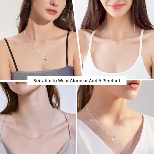 Jewlpire 925 Sterling Silver Chain For Women Girls 0.8Mm Box Chain Lobster Claw Clasp - Italian Necklace Chain thumb #4