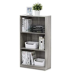 Furinno Estantería Básica De 3 Niveles para Estanterías, Gris Roble Francés, 99736Gyw