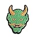 Patch Hannya Mask Monster Samurai Morale Tactical Hook & Loop PVC Green 3D