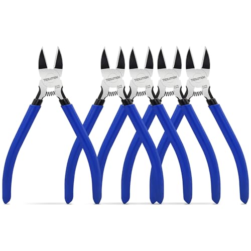Image of 5 Inch Wire Cutters, Flush Side Cutter Pliers for Jewelry Making, Micro Flush Cutters for Artificial Flowers, Wire Snips, Model Nippers for Crafting, 3d Printing, 5 Pack