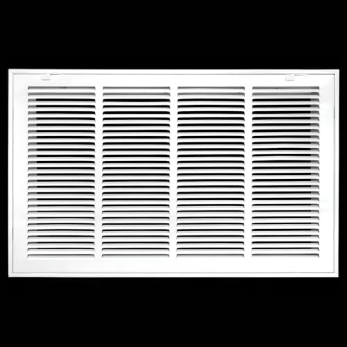 HVAC Premium 24 x 12 Duct opening Steel Return Air Filter Grille, for 1-inch Filter, Fixed Hinged Door, Flat stamped HVAC Vent Cover Grille, Outer Dimensions 26.5 x 14.5