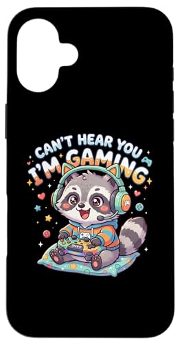 Raccoon Gaming Can't Hear You I'm Gaming Common Raccoon �X�}�z�P�[�X iPhone 16 Plus �p