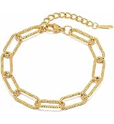 Dikixe 18K Gold Plated Stainless Steel Paperclip Adjustable Chain Bracelet For Teen Girls Women,D...