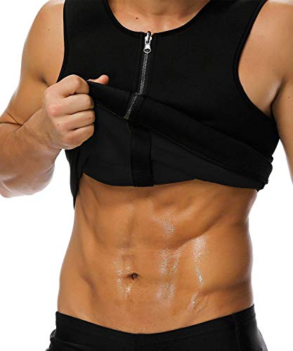 BrightYear Chaleco de Neopreno para Hombre, con Cremallera, para Entrenamiento de Cintura, pérdida de Peso, Adelgazamiento, para Hombre, Talla Grande (balcón), Negro, XX-Large