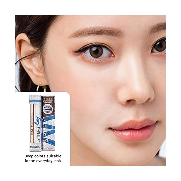 FAIRYDROPS FOXY Eyeliner | Waterproof Brown Eyeliner | Smudge proof, Long lasting, Eye makeup for women, Ultra flat brush tip, Professional | Made in Japan (Brown)
