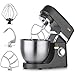 Produktbild Küchenmaschine Knetmaschine 1000W Teigmaschine Rührmaschine mit 5.5L Edelstahl-Rühlschüssel,Planetenmischsystem, Knethaken, Flachrührer, Rührbesen, Spritzschutz, Spülmaschinenfest, Grau