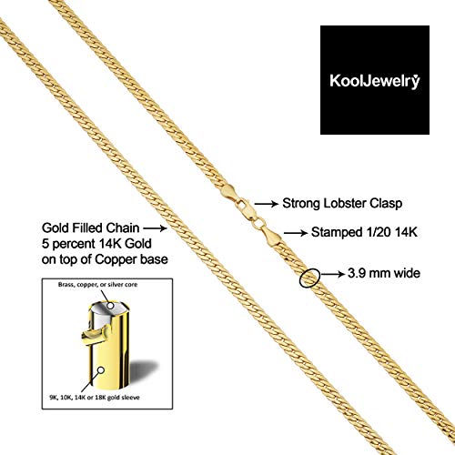 Solid 14k Yellow Gold Filled 3.9 mm Bombay Curb Chain Necklace for Men and Women (16, 18 or 20 inch)3