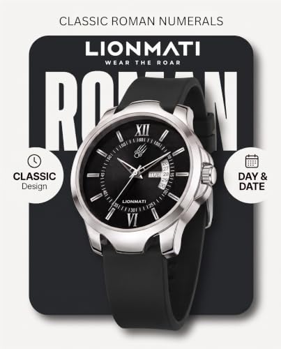 Image of Analog Watch for Men Apex Series | Black Dial, Day & Date Display, Silicone Strap | Stylish Wrist Watch for Boys & Men