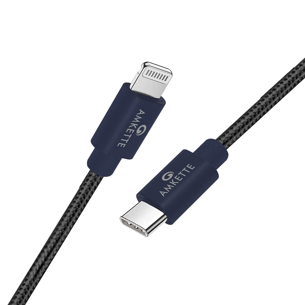 Amkette USB-C to Lightning Cable | 20W PD Fast Charging & 480Mbps Data Sync | Nylon Braided & Durable | Aluminum Housing | Compatible with iPhone, iPad, MacBook – 1M (Black) (B08R3YH6C9) Amazon Price History, Amazon Price Tracker