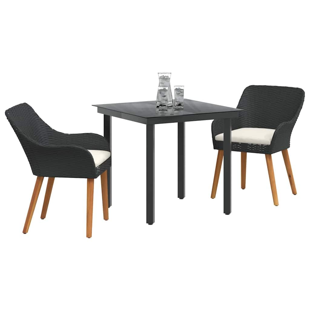Table qui rassemble en polyrotin noir pour aménager un ensemble de salle à manger de jardin
