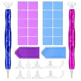 DIY Diamond Painting Pen Set Werkzeuge, 2 Stück Diamond Painting Zubehör Stift, Diamant-Malstift aus Kunstharz Stift Diamanten Kurviger Stift, mit Ton, Trays, Klebepad und Ersatz-Tipps