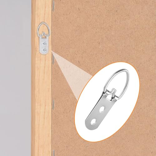 Image of 10 Pcs Picture Hanger, D Rings Heavy Duty, D Ring Picture Hangers with 20 Pcs Screws, Picture Hanging Hooks for Clock, Mirror, Paintings (Sliver, 2 Holes)