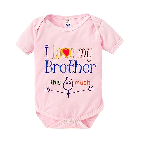 Image of baby wish RakshaBandhan Romper for Kids Rakhi Bodysuit Brother Sister Matching dress my 1st rakshabandhan gift Half Sleeve Unisex Romper Red Romper I LOVE BROTHER