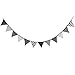 DrCor 10.5 Feet Double Sided Black and White Cotton Fabric Triangle Pennant Flag Bunting Banner 12 Flags For Nursery Kids Room Teens Bedroom Teepee Baby Shower Birthday Decor, Pack of 1