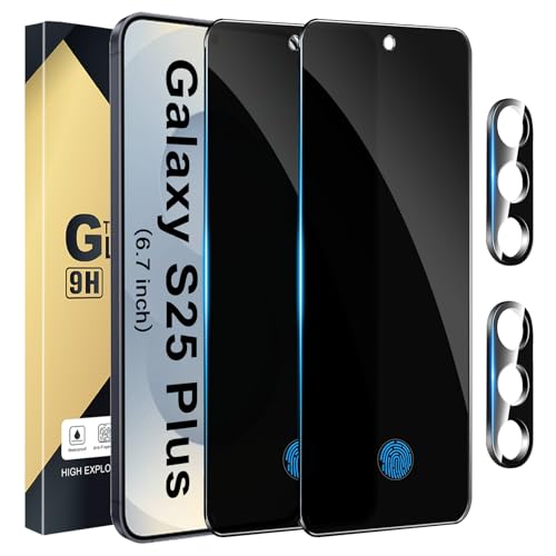 Image of [2+2 Pack] Privacy Screen Protector Compatible with Galaxy S25 Plus 5G, 2 Tempered Film with 2 Camera Lens Glass, High Clarity, Anti-Spy Protection, Scratch-Resistant, Easy Installation