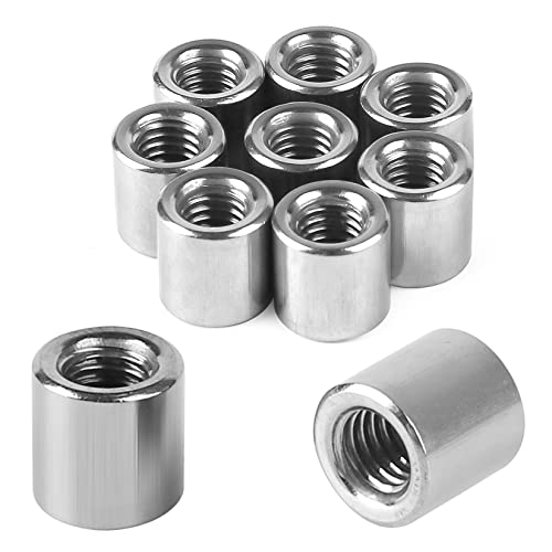 Niooliuk Pack of 10 M8 Round Connector Nuts, 304 Stainless Steel Coupling Nut 15mm/0.59inch Length