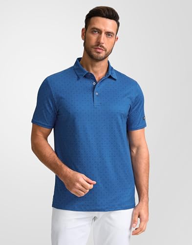 Image of Obla Mens Golf Polo Shirts Short Sleeve Dry Fit Performance Moisture Wicking Casual Print Collared Golf Shirts for Men