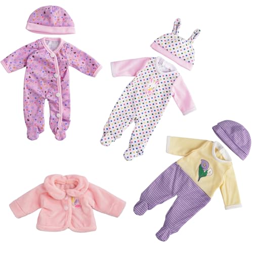 Image of BABESIDE 3 Set Alive Baby Doll Clothes for 10-12 Inch Dolls, Doll Clothes Outfits, Baby Doll Accessories Romper Suit, Coat and Hat for Newborn Baby Dolls Boy&Girl