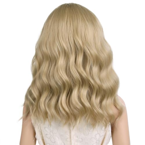 Image of PATTNIUM Blonde Wig Kids Child Short Wavy Wig Ash Blonde Wigs Mixed Blonde Wigs for Gilrs Cosplay Party Heat Resistant Blonde Synthetic Hair(Ash Blonde)