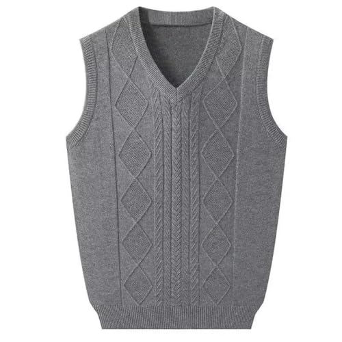 Men's Thickened Sweater Vest V-Neck Knit Pullover Sleeveless Solid Color Winter Casual Warm Tops2