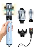 Farery Rotating Hot Air Brush Set 1000W — 4 in 1 Blow Dryer Brush Styler with Diffuser, Hold-to-Rotate Round Brush for Volume, Smooth & Curl, Best for Fine to Medium-Thick Hair, Blue