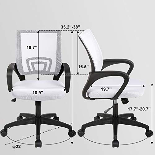 Home Office Chair Ergonomic Desk Chair Mesh Computer Chair With Lumbar Support Armrest Executive Rolling Swivel Adjustable Mid Back Task Chair For Women Adults (White) #TOP2