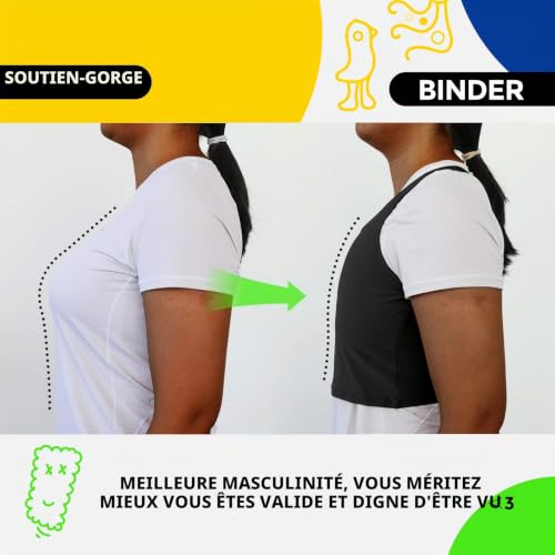 Wonababi Classeur de poitrine, classeur Trans avec fermeture éclair, débardeur demi-longueur pour gynécomastie, Cosplay, soutien-gorge FTM Binder – vue 6