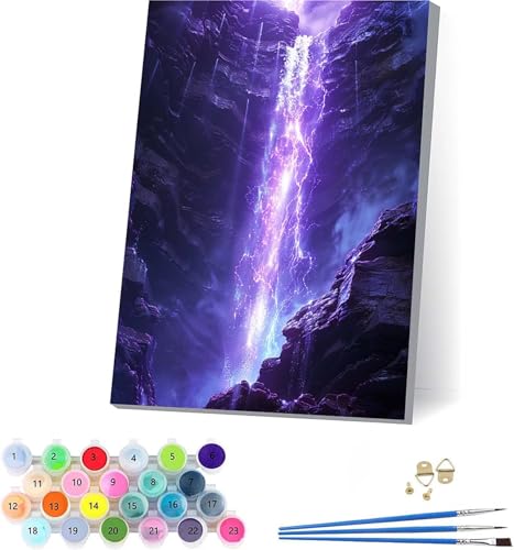 G Waterfall yCgoCio[  DIY Paint by Numbers LbghG h G fW^G uVƃANG̋ l̂߂̃NGCeBuȎ z[ ItBX Mtg 50x65cm t[