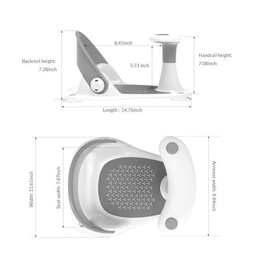 BKFEDLU Baby Bath Seat,Infant Bath Seat for Babies 6 Months & Up,Baby Bath Chair Baby Tub Seat,Baby Bathtub Seat with Thermometer/Baby Bath Toys/with 4 Secure Suction Cups Toddler Bath Seat(Gray) - Thumbnail 6
