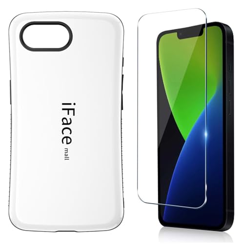iFace mall iPhone 16e �p �P�[�X & �����K���X�t�B�����Z�b�g 2�_ �y�� ���^ �X�g���b�v�z�[�� �A�C�t�H��16e �J�o�[���C�����X�[�d�Ή� ����~�� 2�d�\�� �ϏՌ� �ϖ��C TPU ��ʕی�t�B���� (�z���C�g)