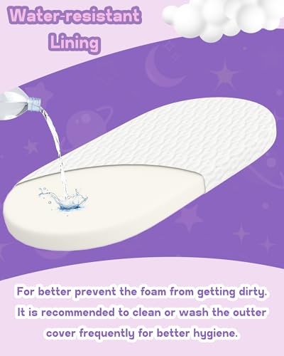 Image of WELLZEE Oval Bassinet Mattress 30 inchx15 inch, Fit for Dream On Me Karley, Dream On Me Lacy Portable, Delta Children Curve and Most Oval Moses Bassinet, 100% Breathable Cover, Water Resistant Linings