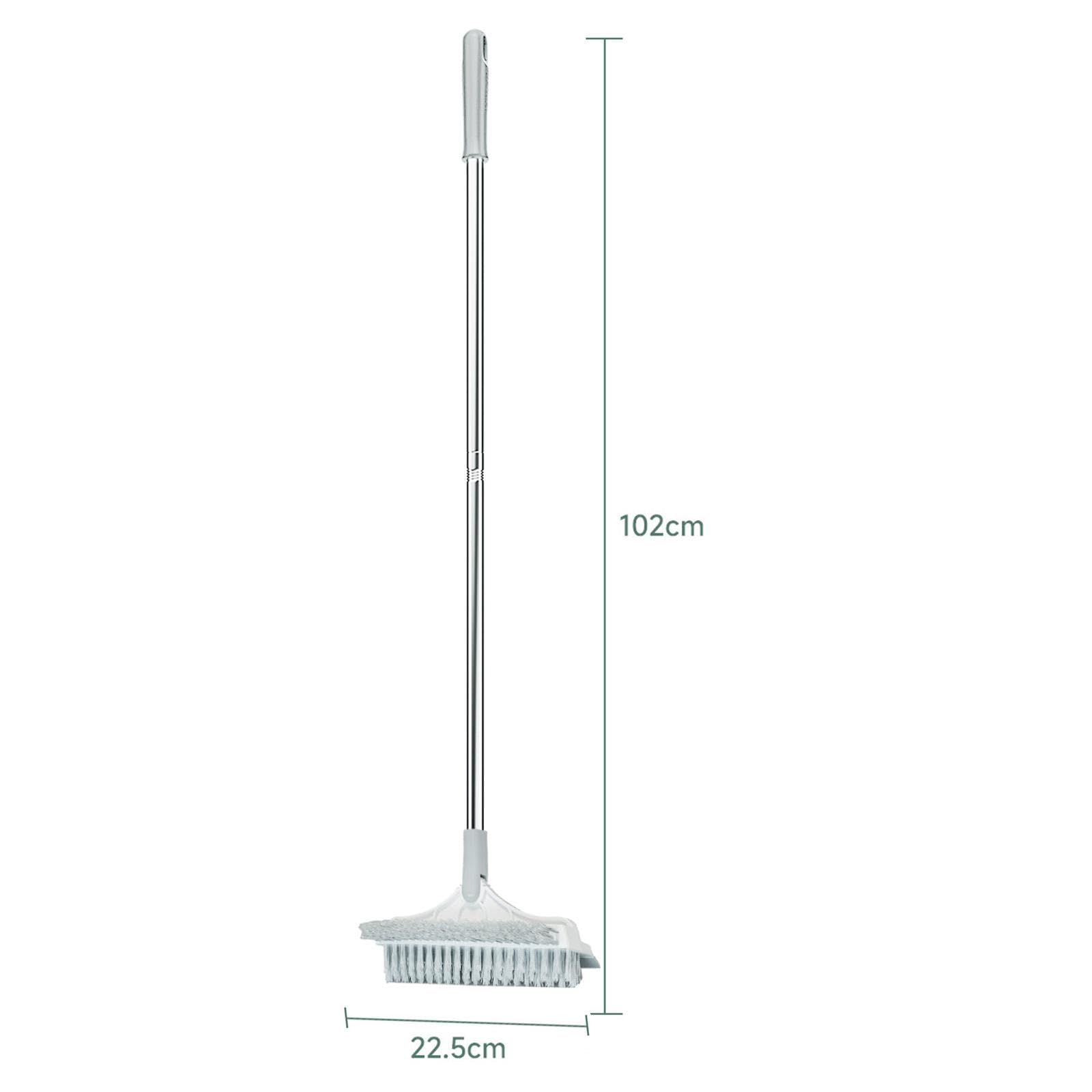 Cepillo para Suelos con Cerdas 3 en 1 Cepillo para Lechada con Mango Largo ° Estructura de Acero Inoxidable Y PP para Fregar Barrer Y, Blanco Gris, tal como se describe