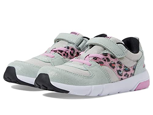 Saucony Jazz Lite 2.0 Sneaker, Silver/Pink/Leopard, 5 Wide US Unisex Little_Kid