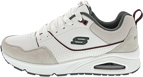 Logo del marchio Skechers Uno Retro OneSneaker Uomo, Pelle Scamosciata Bianca Mesh Verde Burg Tri, 45 EU
