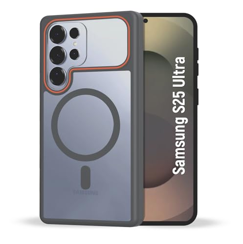 Image of AIBEX Protective Magnetic Case for Samsung Galaxy S25 Ultra 5G | Slim Protective Back Cover with Camera Lens Protection, Strong Magnetic Support & Anti-Slip Grip|Military Grade Drop Protection- Grey