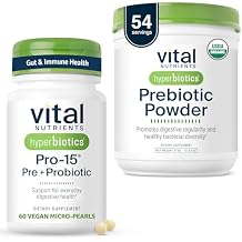 Hyperbiotics Vital Nutrients Gut Support Bundle Pro-15 Prebiotics + Probiotics 60 Time Release Pearls & Organic Prebiotic Fiber Powder 54 Servings for Gut, Digestive, Immune Health Support