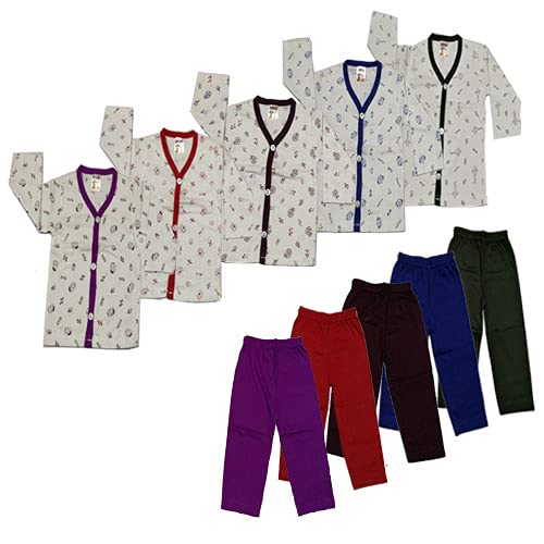 ALAGAN ALAGI New Born Baby Care Cloth Set || ALAGAN ALAGI New Born Baby Cloths || ALAGAN ALAGI New Born Baby Pure Cotton Cloths (Pant Set) - AA703 || Combo Pack of 5