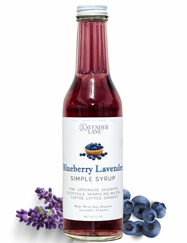 Lavender Lane Blueberry Lavender Simple Syrup, 9 oz - USA Lavender Farm, For Cocktails, Lemonade, Tea, Desserts, Mocktails