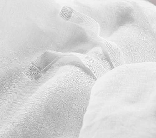 meadow park 100% Stone Washed French Linen Duvet Cover Set 3 Pieces - Super Soft, King Size 104 inches x 92 inches, Shams 20 inches x 36 inches, Ruffled Style - Button Closure - Corner Ties, White - Image 6