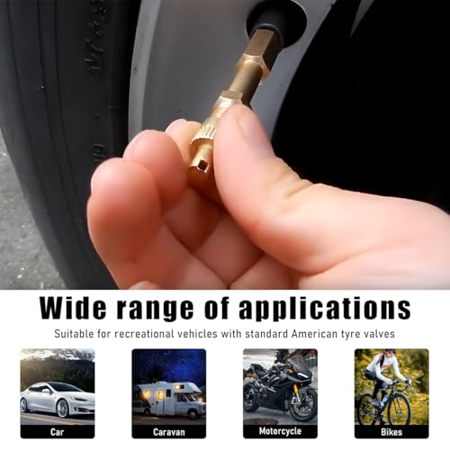Image of 2 PCS Brass Auto Tire Valve Extension Adaptor, 50mm /1.97 inch Long Brass Auto Tire Repair Tools, Air Tyre Stem Extender Inflation Straight Bore for RV Truck, Car Accessories (100mm)