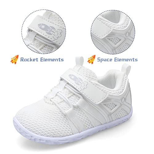 Scurtain Toddler Girls Shoes Toddler Boys White Walking Running Shoes Barefoot Non Slip Mesh Tennis Toddler Sneakers Size 5 #TOP2