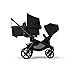Bugaboo Kangaroo All-Terrain Single-to-Double Tandem Stroller for Infant and Toddler and Kangaroo Sibling Seat for Second Child and Upper Adapter, One-Hand Operation, Large Bassinet - Black