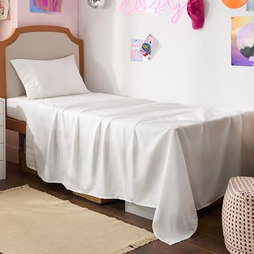 Image of Bedsure Twin XL Sheets Dorm Bedding - 3 Pieces Soft Extra Long Twin Sheets, Breathable & Cooling Bed Sheets Set, Oeko Tex, Easy Care Microfiber for Women, Men, Bright White