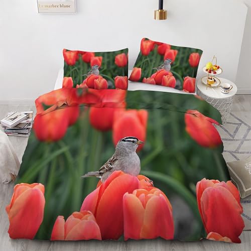 Housse de couette 200x200 fleurs avec 2 taies d'oreiller microfibre - 2